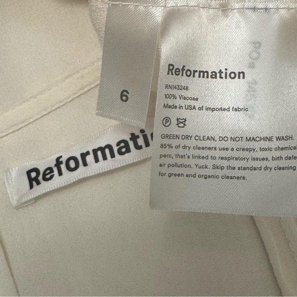 Reformation Ginny Lace-Trimmed Pintucked Georgette Midi Dress Size 6 Ivory White - Picture 9 of 15